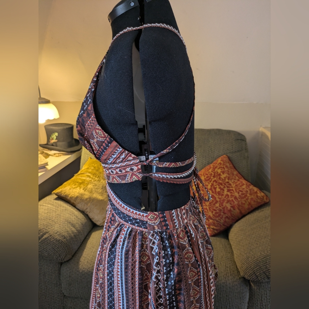SHEIN Rust, Cream & Black Boho Wrap Maxi Dress - Picture 8 of 13